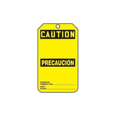 Accuform Bilingual Spanish Safety Tags, CAUTION BLANK, 5.75in x 3.25in, HS-Laminate, 25PK SBMGT200LTP